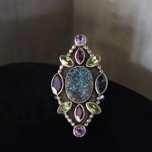 Nicky Butler RAJ LIMITED EDITION Sterling Silver Size 7 Ring NB Designer Druzy